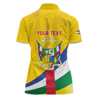 Personalised Central African Republic Independence Day Women Polo Shirt Coat Of Arms Proteas