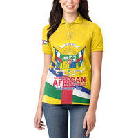 Personalised Central African Republic Independence Day Women Polo Shirt Coat Of Arms Proteas