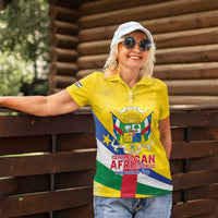 Personalised Central African Republic Independence Day Women Polo Shirt Coat Of Arms Proteas