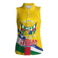 Personalised Central African Republic Independence Day Women Sleeveless Polo Shirt Coat Of Arms Proteas