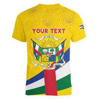 Personalised Central African Republic Independence Day Women V-Neck T-Shirt Coat Of Arms Proteas