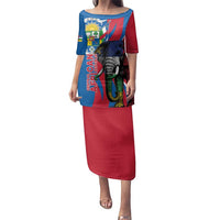 Personalised Central African Republic Family Matching Puletasi and Hawaiian Shirt Elephant Coat Of Arms
