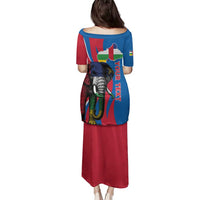 Personalised Central African Republic Family Matching Puletasi and Hawaiian Shirt Elephant Coat Of Arms