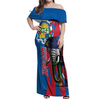 Personalised Central African Republic Off Shoulder Maxi Dress Elephant Coat Of Arms