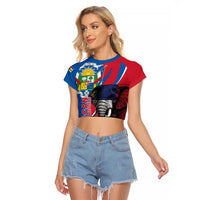 Personalised Central African Republic Raglan Cropped T Shirt Elephant Coat Of Arms