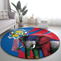 Personalised Central African Republic Round Carpet Elephant Coat Of Arms