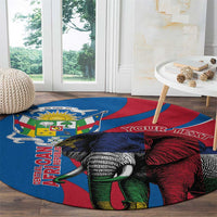 Personalised Central African Republic Round Carpet Elephant Coat Of Arms