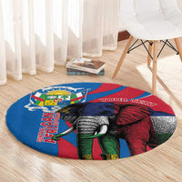 Personalised Central African Republic Round Carpet Elephant Coat Of Arms