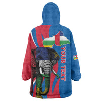 Personalised Central African Republic Wearable Blanket Hoodie Elephant Coat Of Arms