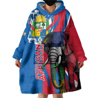 Personalised Central African Republic Wearable Blanket Hoodie Elephant Coat Of Arms