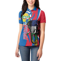 Personalised Central African Republic Women Polo Shirt Elephant Coat Of Arms