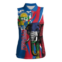 Personalised Central African Republic Women Sleeveless Polo Shirt Elephant Coat Of Arms