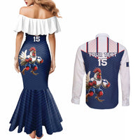 France Rugby Custom Couples Matching Mermaid Dress and Long Sleeve Button Shirt Allez Les Bleus - Sporty Style