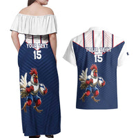 France Rugby Custom Couples Matching Off Shoulder Maxi Dress and Hawaiian Shirt Allez Les Bleus - Sporty Style
