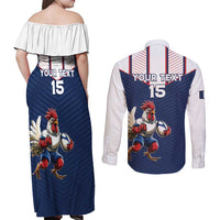 France Rugby Custom Couples Matching Off Shoulder Maxi Dress and Long Sleeve Button Shirt Allez Les Bleus - Sporty Style