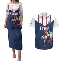 France Rugby Custom Couples Matching Puletasi and Hawaiian Shirt Allez Les Bleus - Sporty Style
