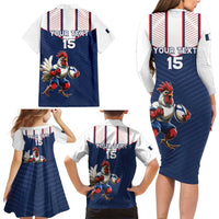 France Rugby Custom Family Matching Long Sleeve Bodycon Dress and Hawaiian Shirt Allez Les Bleus - Sporty Style