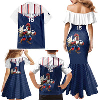 France Rugby Custom Family Matching Mermaid Dress and Hawaiian Shirt Allez Les Bleus - Sporty Style