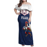 France Rugby Custom Family Matching Off Shoulder Maxi Dress and Hawaiian Shirt Allez Les Bleus - Sporty Style