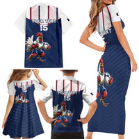 France Rugby Custom Family Matching Short Sleeve Bodycon Dress and Hawaiian Shirt Allez Les Bleus - Sporty Style
