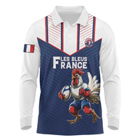 France Rugby Custom Long Sleeve Polo Shirt Allez Les Bleus - Sporty Style
