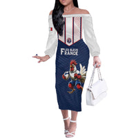 France Rugby Custom Off The Shoulder Long Sleeve Dress Allez Les Bleus - Sporty Style