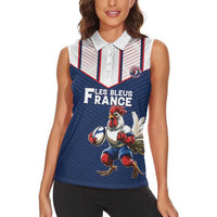 France Rugby Custom Women Sleeveless Polo Shirt Allez Les Bleus - Sporty Style