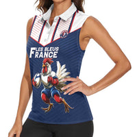 France Rugby Custom Women Sleeveless Polo Shirt Allez Les Bleus - Sporty Style