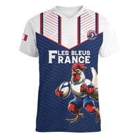 France Rugby Custom Women V-Neck T-Shirt Allez Les Bleus - Sporty Style