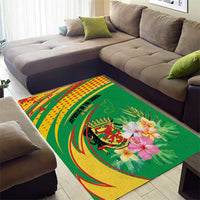 Congo Republic Day Area Rug Coat Of Arms With Tropical Flower - Wonder Print Shop