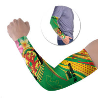Personalized Congo Republic Day Arm Sleeves Coat Of Arms With Tropical Flower - Wonder Print Shop