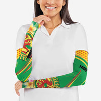 Personalized Congo Republic Day Arm Sleeves Coat Of Arms With Tropical Flower - Wonder Print Shop
