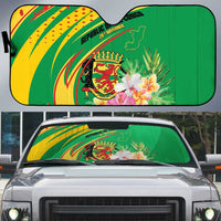 Congo Republic Day Auto Sun Shade Coat Of Arms With Tropical Flower - Wonder Print Shop