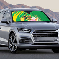 Congo Republic Day Auto Sun Shade Coat Of Arms With Tropical Flower - Wonder Print Shop