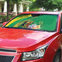 Congo Republic Day Auto Sun Shade Coat Of Arms With Tropical Flower - Wonder Print Shop