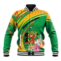 Personalized Congo Republic Day Baseball Jacket Coat Of Arms With Tropical Flower - Wonder Print Shop