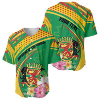 Personalized Congo Republic Day Baseball Jersey Coat Of Arms With Tropical Flower - Wonder Print Shop