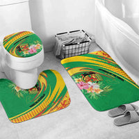Congo Republic Day Bathroom Set Coat Of Arms With Tropical Flower - Wonder Print Shop