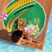 Congo Republic Day Beach Blanket Coat Of Arms With Tropical Flower - Wonder Print Shop