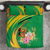 Congo Republic Day Bedding Set Coat Of Arms With Tropical Flower - Wonder Print Shop