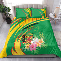 Congo Republic Day Bedding Set Coat Of Arms With Tropical Flower - Wonder Print Shop