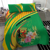 Congo Republic Day Bedding Set Coat Of Arms With Tropical Flower - Wonder Print Shop