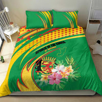 Congo Republic Day Bedding Set Coat Of Arms With Tropical Flower - Wonder Print Shop