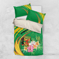 Congo Republic Day Bedding Set Coat Of Arms With Tropical Flower - Wonder Print Shop