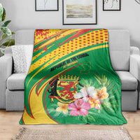 Congo Republic Day Blanket Coat Of Arms With Tropical Flower - Wonder Print Shop