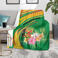 Congo Republic Day Blanket Coat Of Arms With Tropical Flower - Wonder Print Shop