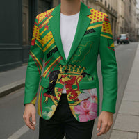 Personalized Congo Republic Day Blazer Coat Of Arms With Tropical Flower - Wonder Print Shop