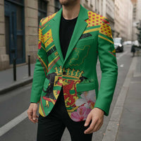 Personalized Congo Republic Day Blazer Coat Of Arms With Tropical Flower - Wonder Print Shop