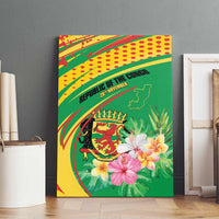 Congo Republic Day Canvas Wall Art Coat Of Arms With Tropical Flower - Wonder Print Shop