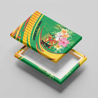 Congo Republic Day Canvas Wall Art Coat Of Arms With Tropical Flower - Wonder Print Shop